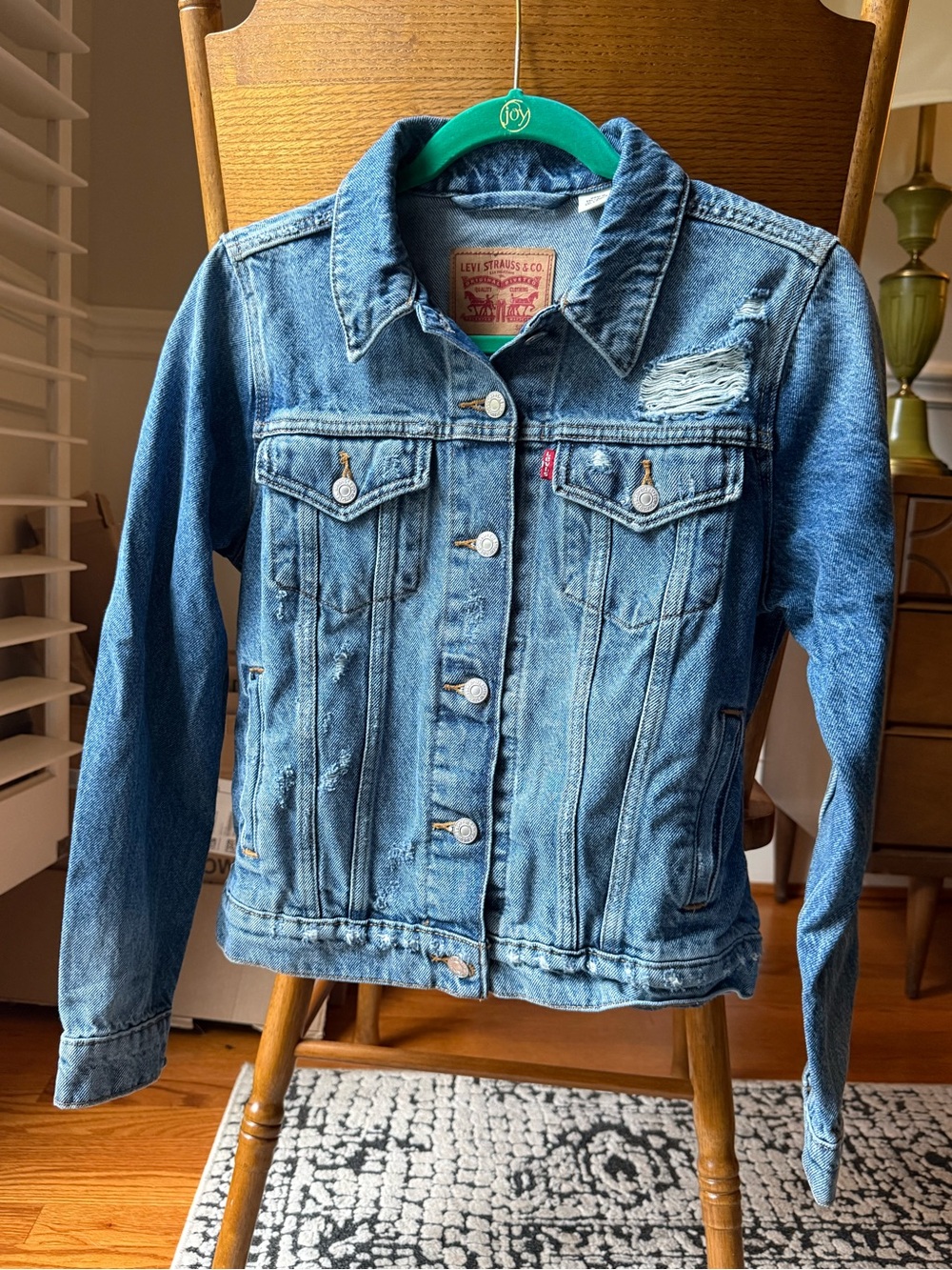 Levi's Women’s Blue Distressed Denim Jacket - Size Small